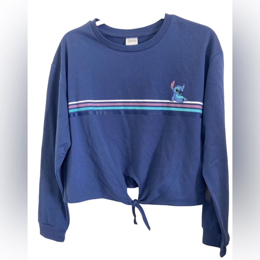 Disney Stitch Sweatshirt Women’s Large Cropped  Blue NWT